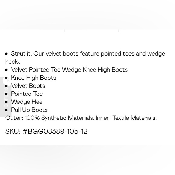 Velvet Pointed Toe Wedge Knee High Boot - Picture 7 of 7